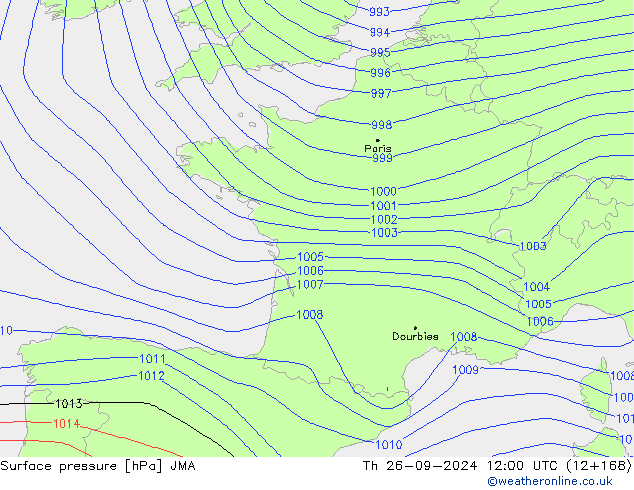 Surface pressure JMA Th 26.09.2024 12 UTC