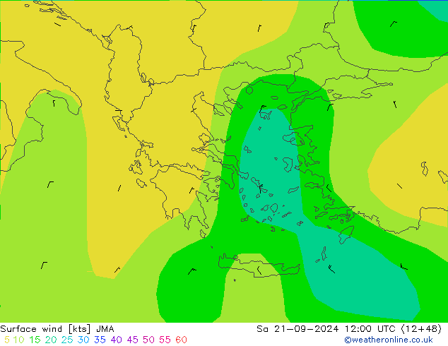 wiatr 10 m JMA so. 21.09.2024 12 UTC