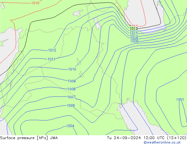 Atmosférický tlak JMA Út 24.09.2024 12 UTC