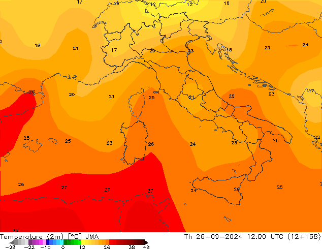 température (2m) JMA jeu 26.09.2024 12 UTC