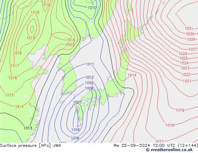 приземное давление JMA ср 25.09.2024 12 UTC