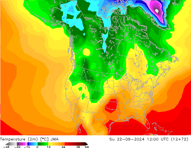 Temperature (2m) JMA Su 22.09.2024 12 UTC