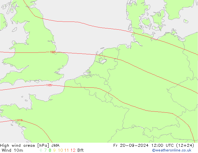 High wind areas JMA Fr 20.09.2024 12 UTC