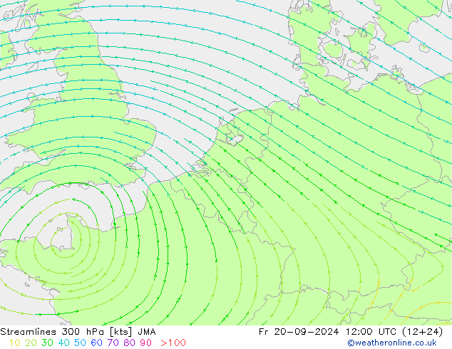 Stromlinien 300 hPa JMA Fr 20.09.2024 12 UTC