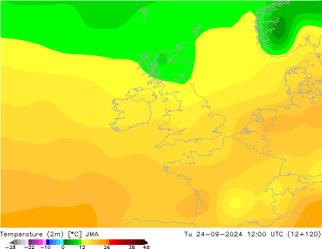 Sıcaklık Haritası (2m) JMA Sa 24.09.2024 12 UTC