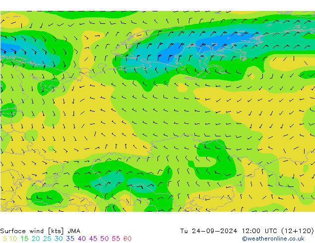 Vento 10 m JMA Ter 24.09.2024 12 UTC