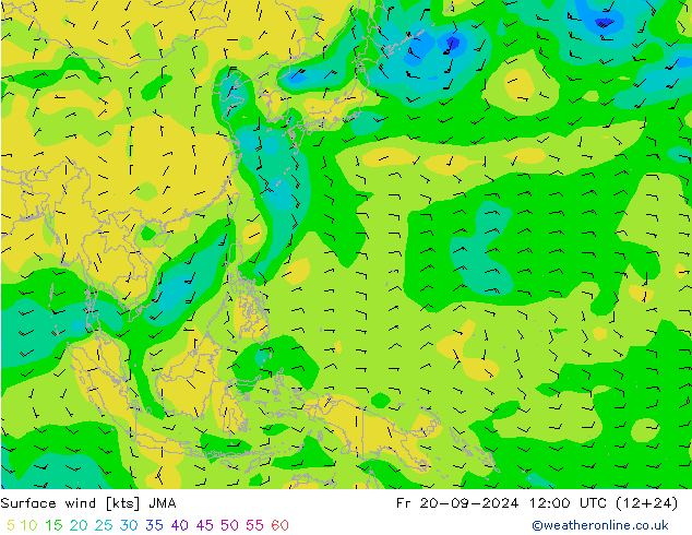 Bodenwind JMA Fr 20.09.2024 12 UTC