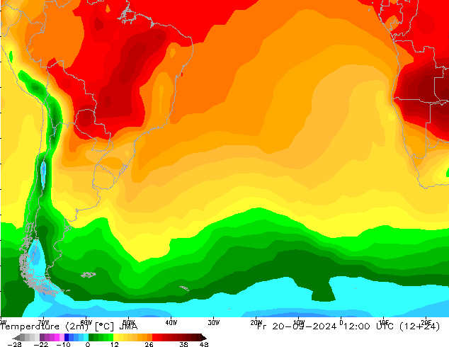 Sıcaklık Haritası (2m) JMA Cu 20.09.2024 12 UTC