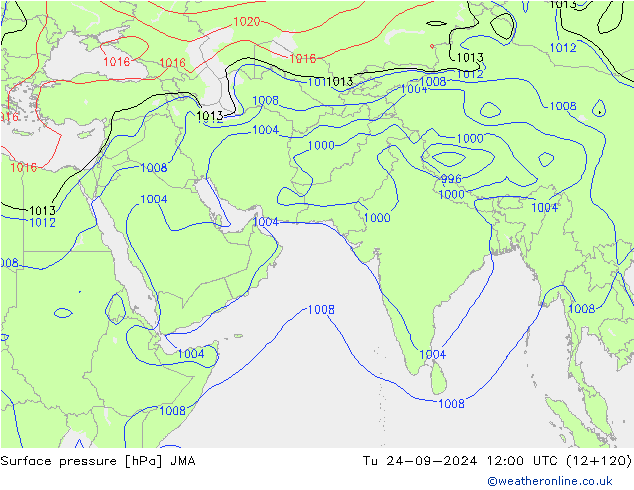 Atmosférický tlak JMA Út 24.09.2024 12 UTC