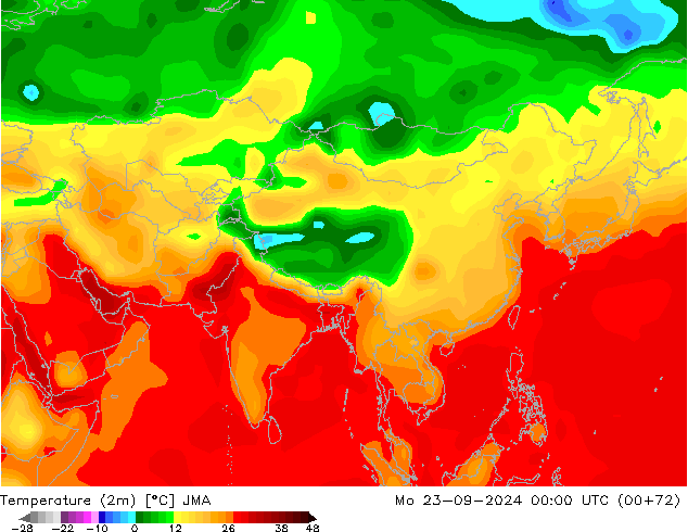 Temperature (2m) JMA Po 23.09.2024 00 UTC