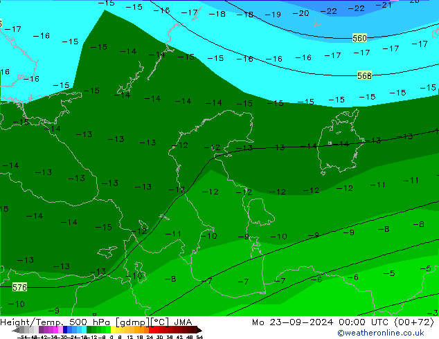 Height/Temp. 500 гПа JMA пн 23.09.2024 00 UTC