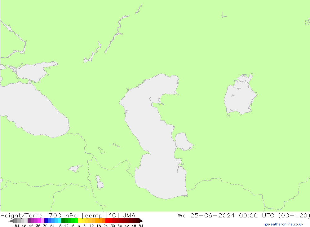 Yükseklik/Sıc. 700 hPa JMA Çar 25.09.2024 00 UTC