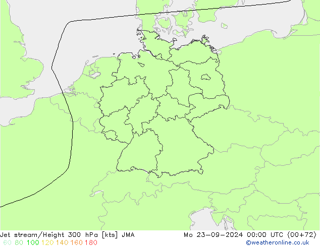 Jet stream/Height 300 hPa JMA Mo 23.09.2024 00 UTC