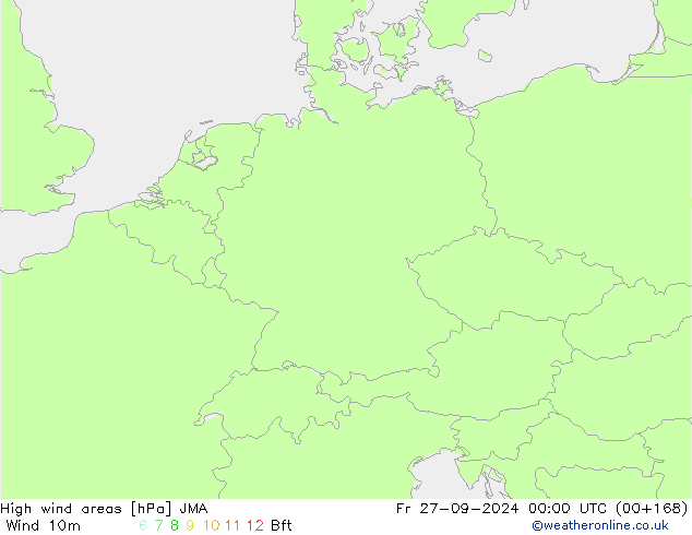 High wind areas JMA Pá 27.09.2024 00 UTC