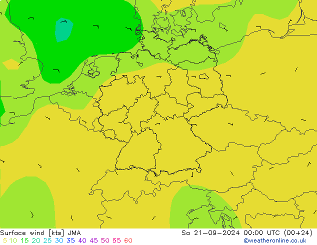 wiatr 10 m JMA so. 21.09.2024 00 UTC