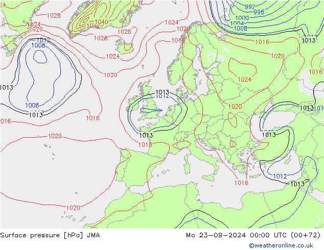 Surface pressure JMA Mo 23.09.2024 00 UTC