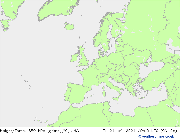 Height/Temp. 850 hPa JMA Tu 24.09.2024 00 UTC