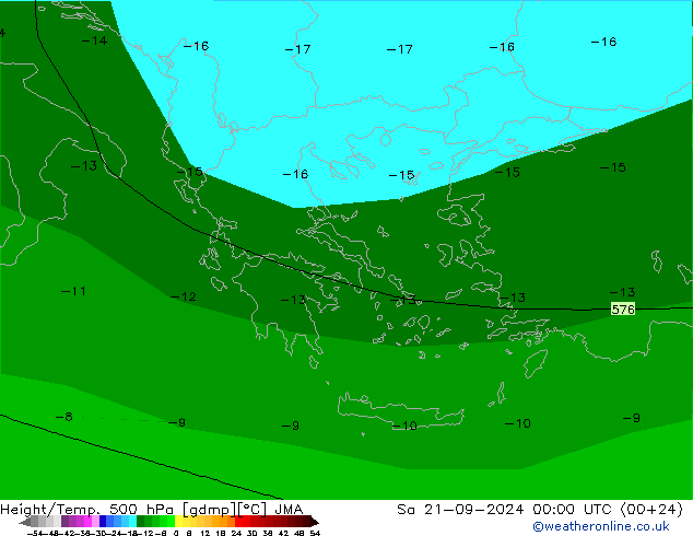 Height/Temp. 500 hPa JMA so. 21.09.2024 00 UTC