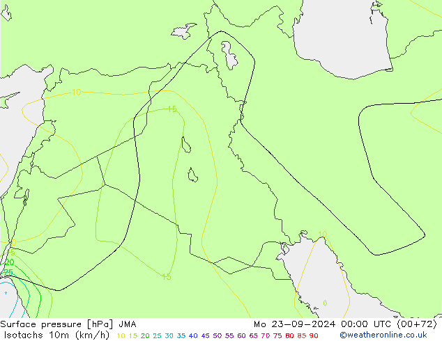 Isotachs (kph) JMA  23.09.2024 00 UTC