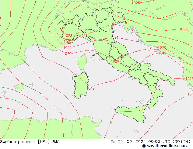 ciśnienie JMA so. 21.09.2024 00 UTC