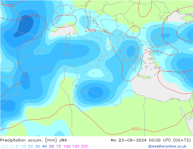 Precipitation accum. JMA pon. 23.09.2024 00 UTC