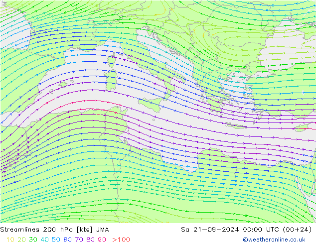 ветер 200 гПа JMA сб 21.09.2024 00 UTC