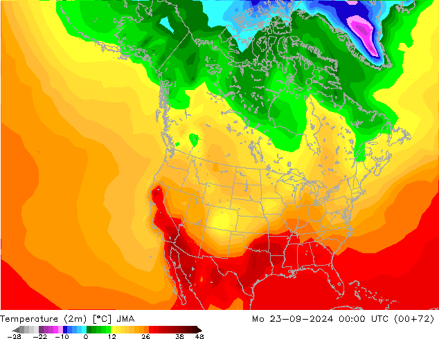 Temperatura (2m) JMA lun 23.09.2024 00 UTC