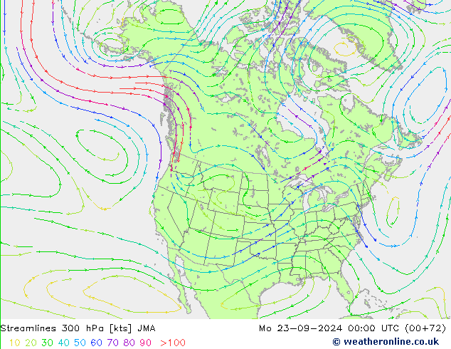 Linea di flusso 300 hPa JMA lun 23.09.2024 00 UTC