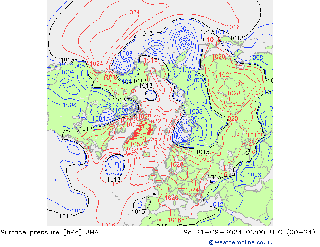 Surface pressure JMA Sa 21.09.2024 00 UTC