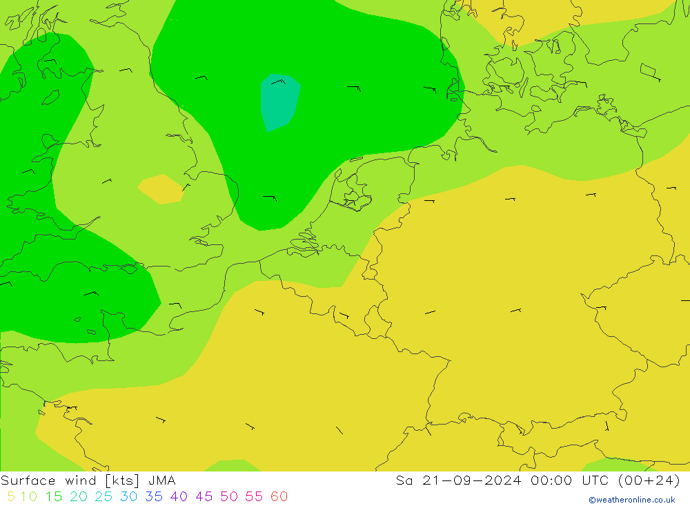 wiatr 10 m JMA so. 21.09.2024 00 UTC