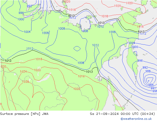 Presión superficial JMA sáb 21.09.2024 00 UTC