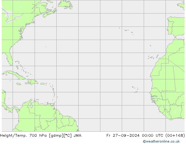 Height/Temp. 700 hPa JMA Fr 27.09.2024 00 UTC