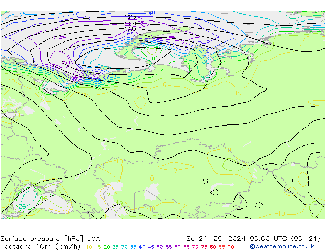 Isotachen (km/h) JMA Sa 21.09.2024 00 UTC