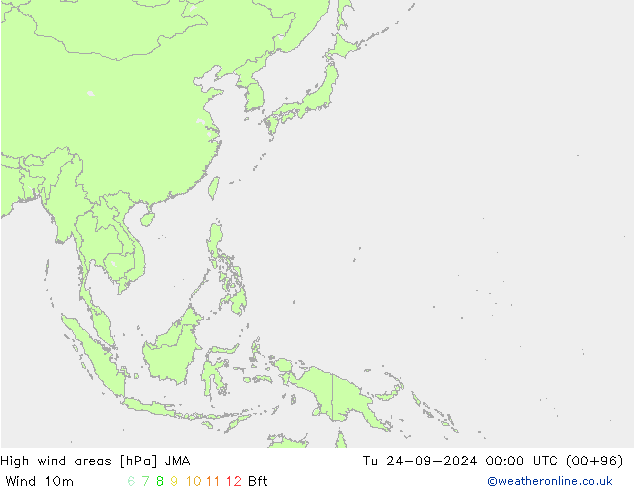 High wind areas JMA mar 24.09.2024 00 UTC