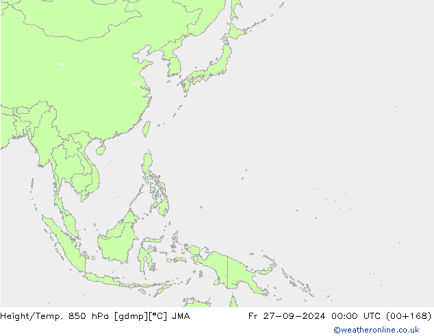 Hoogte/Temp. 850 hPa JMA vr 27.09.2024 00 UTC