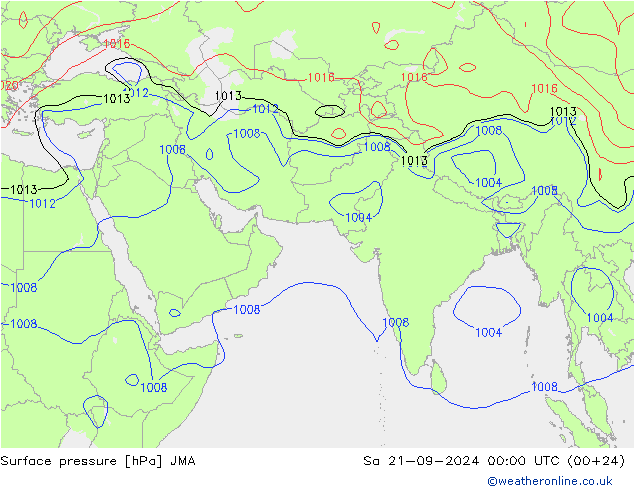 Surface pressure JMA Sa 21.09.2024 00 UTC