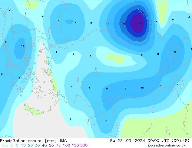 Precipitation accum. JMA Su 22.09.2024 00 UTC