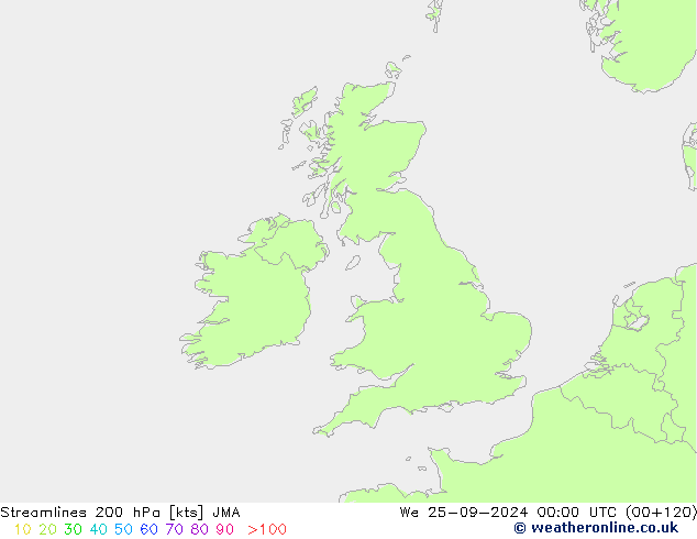 Streamlines 200 hPa JMA We 25.09.2024 00 UTC