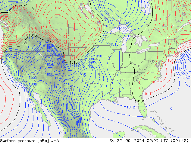 Luchtdruk (Grond) JMA zo 22.09.2024 00 UTC