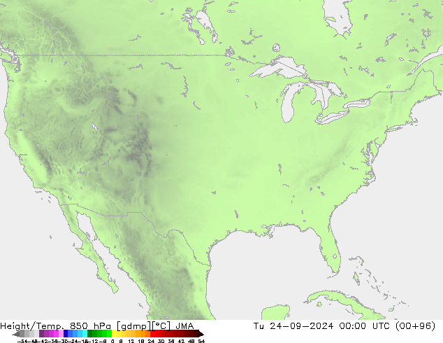 Géop./Temp. 850 hPa JMA mar 24.09.2024 00 UTC