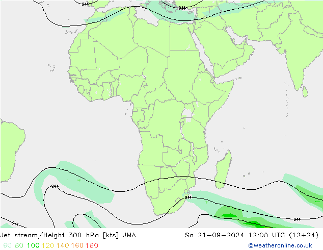 Jet stream/Height 300 hPa JMA Sa 21.09.2024 12 UTC