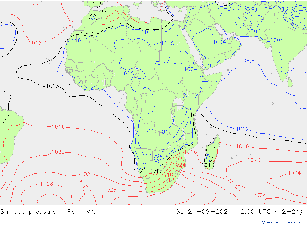 Surface pressure JMA Sa 21.09.2024 12 UTC