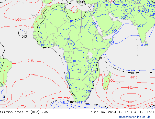 Surface pressure JMA Fr 27.09.2024 12 UTC