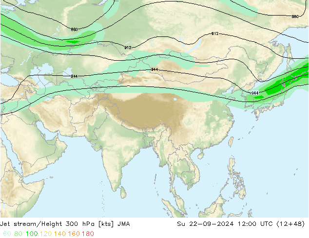 Corrente a getto JMA dom 22.09.2024 12 UTC