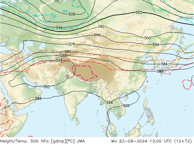 Height/Temp. 500 hPa JMA  23.09.2024 12 UTC