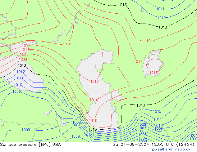 pressão do solo JMA Sáb 21.09.2024 12 UTC