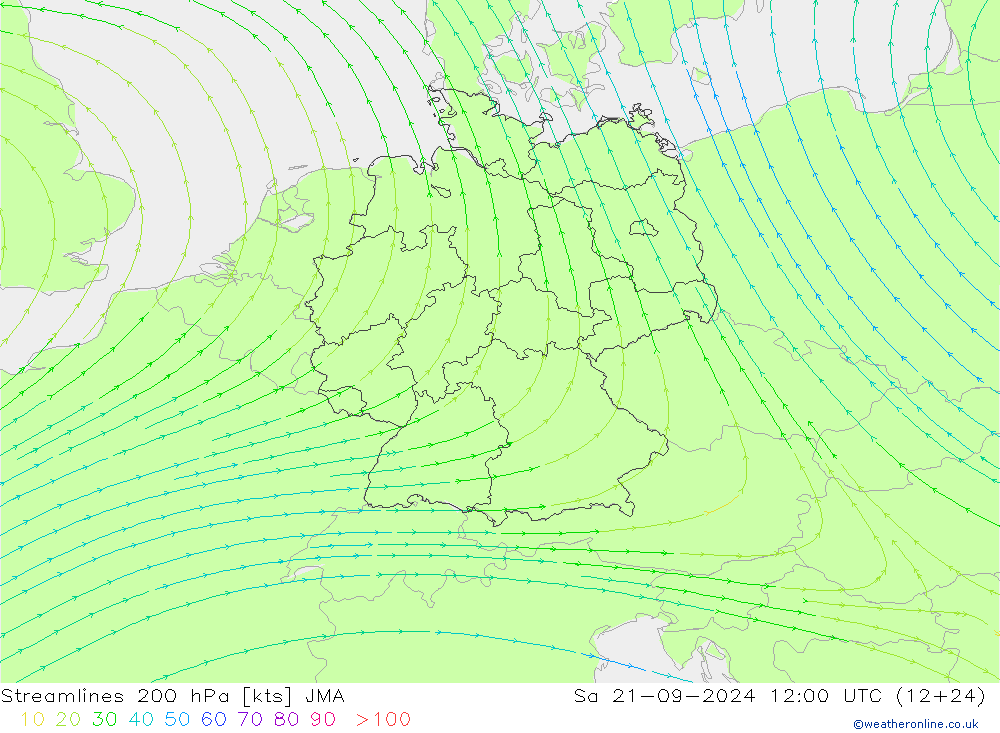 Streamlines 200 hPa JMA Sa 21.09.2024 12 UTC