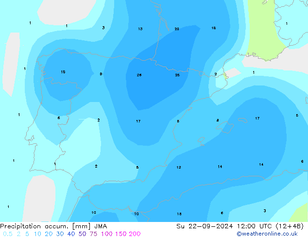 Précipitation accum. JMA dim 22.09.2024 12 UTC