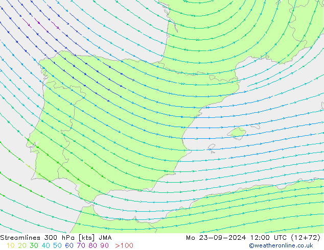 Linea di flusso 300 hPa JMA lun 23.09.2024 12 UTC