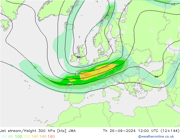 Jet stream/Height 300 hPa JMA Th 26.09.2024 12 UTC